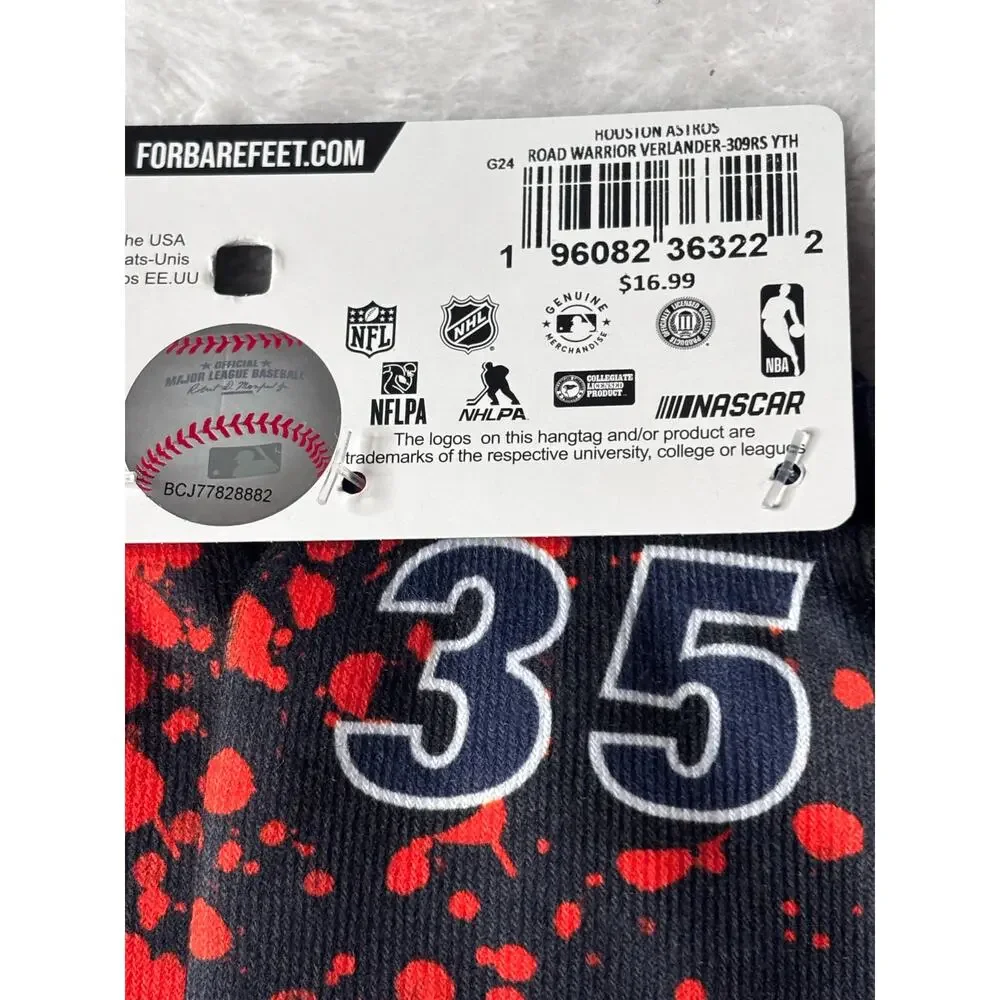 For Bare Feet Youth (13, 1-3) Houston Astros Verlander #35 Socks NWTs